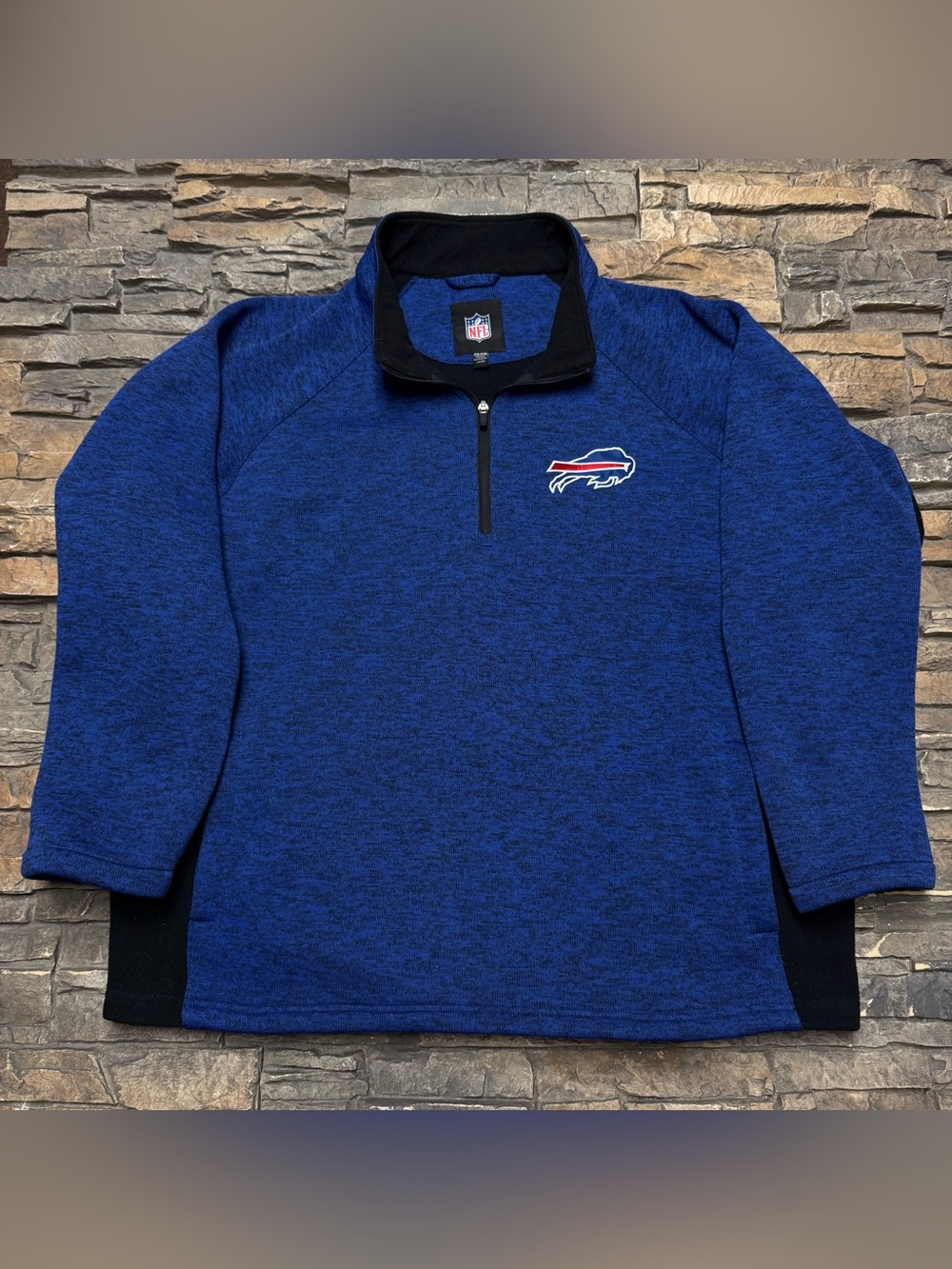 Buffalo Bills 1/4 Zip Mock Neck Fleece Sweatshirt Men's XXL 2XL Blue Pullover